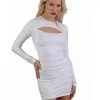 Robe Blanche ClubWear Wetlook Dos Nu Manches Longues