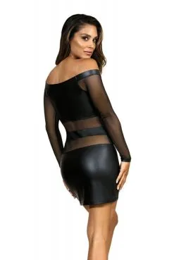 Robe Clubwear Noir Ajouré Tulle -SexToys Soldes robe clubwear noir ajoure tulle 2