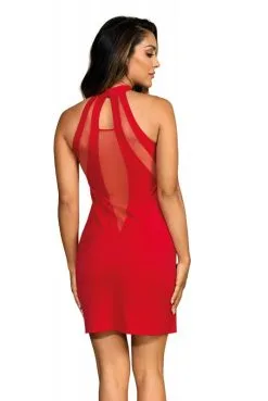 Robe ClubWear Sexy Décolleté Sensuelle En Tulle Rouge -SexToys Soldes robe clubwear sexy decollete sensuelle en tulle rouge 5