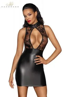 Robe Courte Fetish Wetlook Decolleté Tulle -SexToys Soldes robe courte fetish wetlook decollete tulle 4
