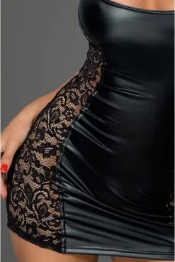 Robe Courte Wetlook Fetish Et Dentelle -SexToys Soldes robe courte wetlook fetish et dentelle 5