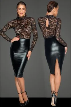 Robe De Soirée Wetlook Et Dentelle