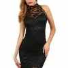 Robe Dentelle Noire Doublée Col Montant Noir Spazm