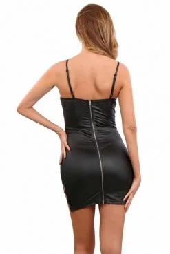 Robe Fetish Moulante WetLook Laçage Décolleté Dos Total Zip -SexToys Soldes robe fetish moulante wetlook lacage decollete dos total zip 2