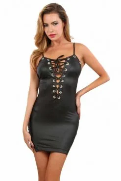 Robe Fetish Moulante WetLook Laçage Décolleté Dos Total Zip