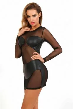 Robe Fetish Semie Transparente Micro Résille Wetlook