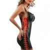 Robe Fetish WetLook Noir Cotés Laçage Rouge