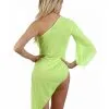 Robe Jaune Fluo Asymétrique Micro Résille