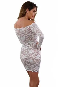 Robe Lingerie Dentelle Blanche Manches Longues Spazm -SexToys Soldes robe lingerie dentelle blanche manches longues spazm 2