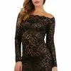 Robe Lingerie Dentelle Noire Manches Longues Spazm
