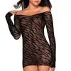 Robe Lingerie Epaules Nues Motif Zébré Noir