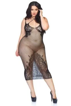 Robe Lingerie Grande Taille Longue Résille Dentelle Dos Croisé -SexToys Soldes robe lingerie grande taille longue resille dentelle dos croise 1