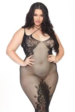 Robe Lingerie Grande Taille Longue Résille Dentelle Dos Croisé -SexToys Soldes robe lingerie grande taille longue resille dentelle dos croise 3