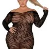 Robe Lingerie Grande Taille Zébrée Noire