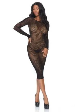 Robe Lingerie Longue Transparente à Chevrons -SexToys Soldes robe lingerie longue transparente a chevrons 3