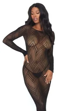 Robe Lingerie Longue Transparente à Chevrons -SexToys Soldes robe lingerie longue transparente a chevrons 4