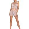Robe Lingerie Nue Résille Papillon Blanche