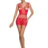 Robe Lingerie Nue Résille Papillon Rouge