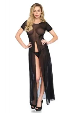 Robe Lingerie Transparente Fendue