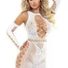 Robe Lingerie Ultra Sexy Papillon Et Mitaine Résille Blanche