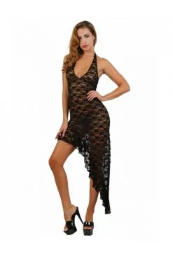 Robe Longue Sexy Asymétrique Dentelle Noir -SexToys Soldes robe longue sexy asymetrique dentelle noir 2