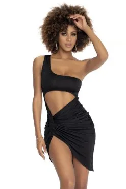 Robe Noire ClubWear Sexy Asymétrique Clara -SexToys Soldes robe noire clubwear sexy asymetrique clara 2