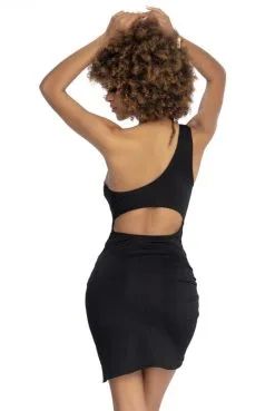 Robe Noire ClubWear Sexy Asymétrique Clara -SexToys Soldes robe noire clubwear sexy asymetrique clara 3