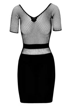 Robe Résille Noire Haut Larges Mailles -SexToys Soldes robe resille noire haut larges mailles 3