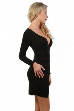 Robe Sexy Chic Effet Cache Coeur Fendue Devant Noir -SexToys Soldes robe sexy chic effet cache coeur fendue devant noir 2