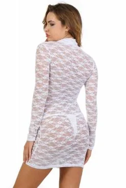 Robe Sexy Dentelle ClubWear Blanche -SexToys Soldes robe sexy dentelle clubwear blanche 2