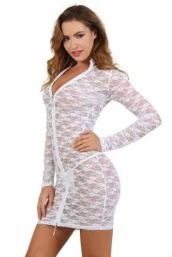 Robe Sexy Dentelle ClubWear Blanche
