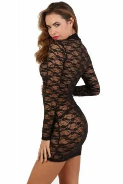 Robe Sexy Dentelle ClubWear Noir -SexToys Soldes robe sexy dentelle clubwear noir 2