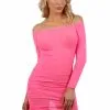 Robe Sexy Rose Fluo Micro Résille Transparente