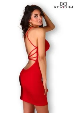 Robe TAILLE XS/S Sexy Rouge Décolleté Drapé Dos Nu Anneau