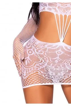 Robe Tube Sexy Blanche Et Gants Dentelle Résille -SexToys Soldes robe tube sexy blanche et gants dentelle resille 4