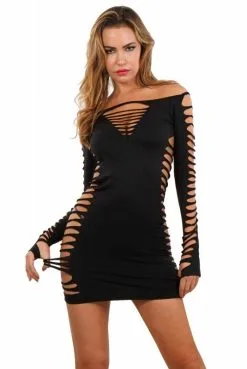 Robe Ultra Sexy ClubWear Ajourée Noire -SexToys Soldes robe ultra sexy clubwear ajouree noire 1