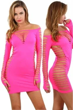 Robe Ultra Sexy ClubWear Ajourée Rose