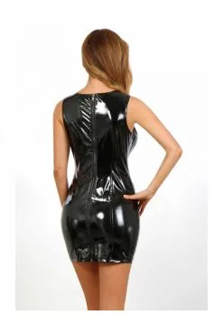Robe Vinyle Lacée Devant Zip Dos -SexToys Soldes robe vinyle lacee devant zip dos 2