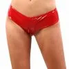Shorty Fetish Vinyle Ouvert Zip Rouge