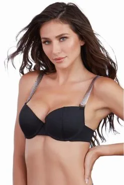 Soutien Gorge Push Up Coqué Bretelles Brillantes