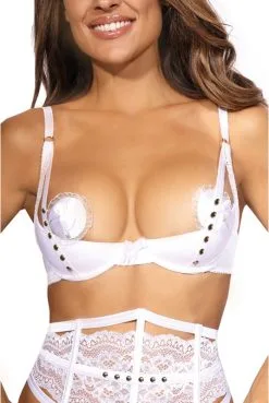 Soutien Gorge Seins Nus Blanc Clous Love Cave -SexToys Soldes soutien gorge seins nus blanc clous love cave 2