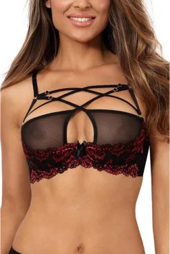 Soutien Gorge Strappy Croisé Dentelle Noir Et Rouge -SexToys Soldes soutien gorge strappy croise dentelle noir et rouge 8