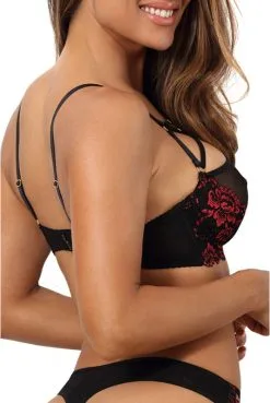 Soutien Gorge Strappy Croisé Dentelle Noir Et Rouge -SexToys Soldes soutien gorge strappy croise dentelle noir et rouge 9