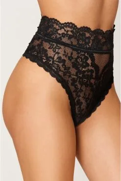 String Dentelle Sexy Taille Haute Noir -SexToys Soldes string dentelle sexy taille haute noir 1