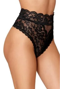 String Dentelle Sexy Taille Haute Noir -SexToys Soldes string dentelle sexy taille haute noir 2