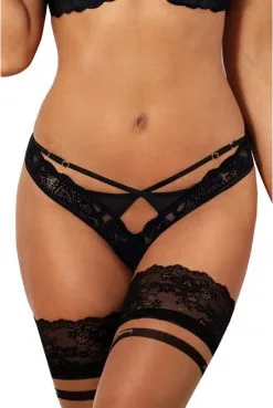 String Dentelle Strappy Croisé Noir -SexToys Soldes string dentelle strappy croise noir 5