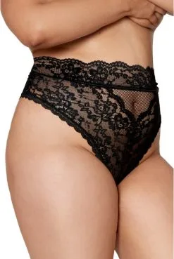 String Grande Taille DentelleTaille Haute Noir -SexToys Soldes string grande taille dentelletaille haute noir 3