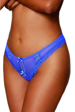 String Ouvert Bleu Pervanche Laçage Arrière -SexToys Soldes string ouvert bleu pervanche lacage arriere 1