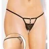 String Ouvert Dentelle Noire Et Strass