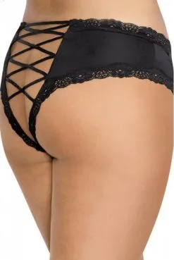 Tanga Grande Taille Noir Fesses Ajourées En Croisillons -SexToys Soldes tanga grande taille noir fesses ajourees en croisillons 2